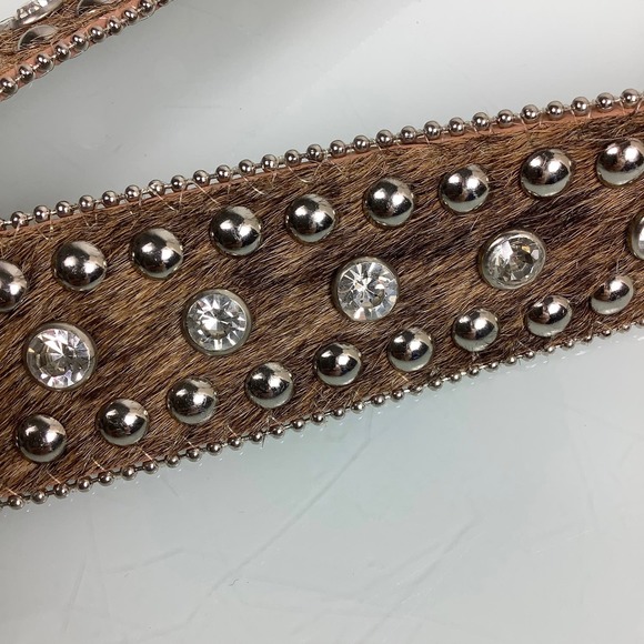 Nocona Western Hair On Bling Bling Rhinestones belt SZ L EUC main image 8
